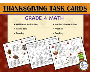 Grade 4 Thanksgiving Math Task Cards