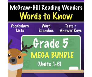 Grade 5 McGraw-Hill Reading Wonders Words to Know -COMPLETE SET