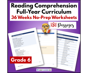 Grade 6 Yearlong Reading Comprehension Curriculum | 180 Worksheets