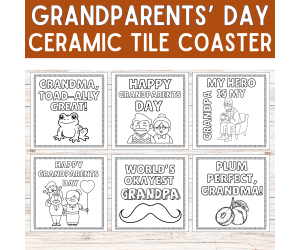 Grandparents day ceramic tile coaster DIY coloring craft gift ideas