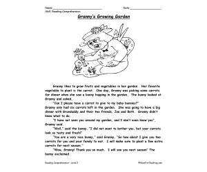 Granny's Growing Garden Reading Comprehension Worksheet