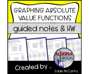 Graphing Absolute Value Functions Guided Notes + Homework Set