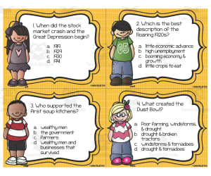 Great Depression + New Deal Task Cards