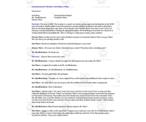 "Great Economic Thinkers: Karl Marx" - A History Play