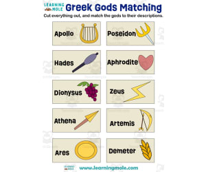 Greek Gods Matching Activity