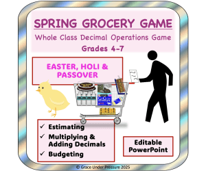 Grocery Game: Estimating, Adding, and Multiplying Decimals - Spring Edition