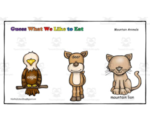 Guess What We like to Eat! Mountain Animal learning Activity