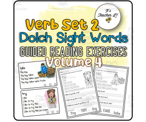 Guided Reading Verb 2 Dolch Sight Words Task Cards and Worksheets