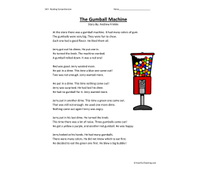 Gumball Machine - Reading Comprehension Worksheet