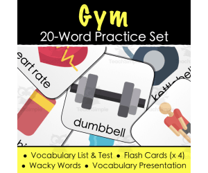 Gym Vocabulary - Digital Activities, Word List & Quiz + 4 Flashcard Sets