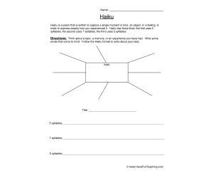 Haiku Brainstorming Worksheet