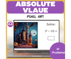 Halloween Absolute Value Pixel Art and Printable Task Cards