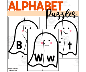 Halloween Alphabet Puzzles with Ghosts