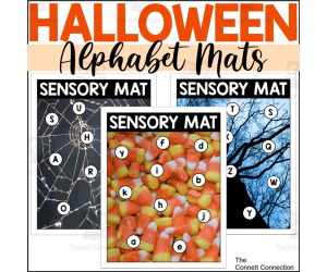 Halloween Alphabet Sensory Bin Mats