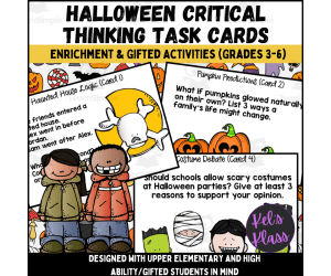 Halloween Critical Thinking Task Cards (Math, Science, Language)