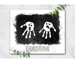 Halloween Ghost Craft, DIY Handprint Art, October Homeschool Activity