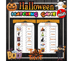 Halloween Matching Game for Kindergarten to 4th Grade