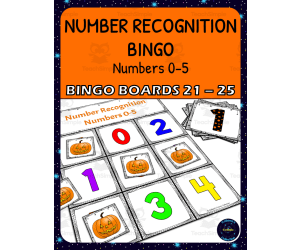 Halloween Number Recognition 0-5 Bingo - Boards 21-25