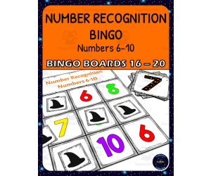 Halloween Number Recognition 6-10 Bingo - Boards 16-20