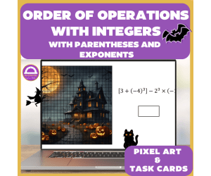 Halloween Order of Operations with Integers Challenging Pixel Art