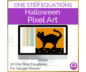 Halloween Solving One Step Equations Pixel Art Activity