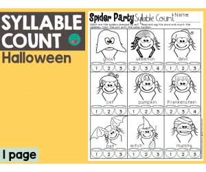 Halloween Spider Party Syllable Count