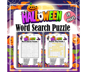 Halloween Word Search Puzzle Game Spooky October for Kindergarten