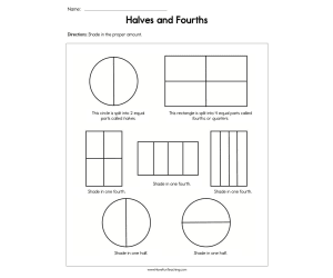 Halves and Fourths Worksheet