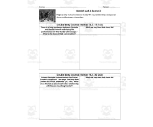 Hamlet Act 3, Scene 2 | Double Entry Journals