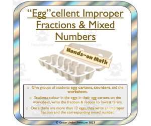 Hand-on Fractions Activity: Improper Fractions and Mixed Numbers with Egg Cartons