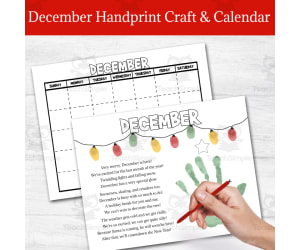 Handprint Calendar & Poem - DECEMBER Colouring Craft