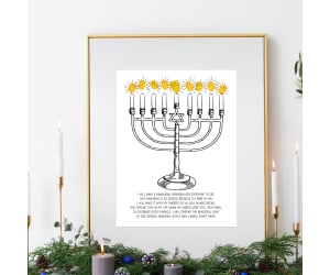 Hanukkah Activities, Menorah Fingerprint Craft, Jewish Day School Art