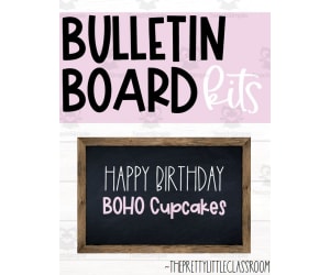 Happy Birthday: Boho Cupcakes Bulletin Board