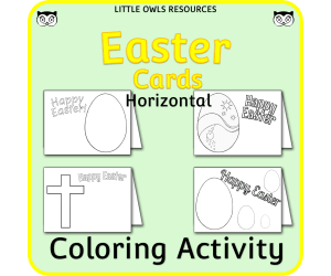 Happy Easter Card Templates - Coloring Activity (horizontal cards)