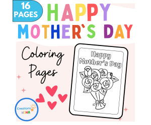 Happy Mother's Day Coloring Pages for Kids.