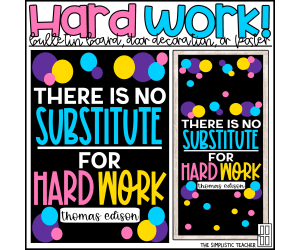 Hard Work Growth Mindset Door Decoration Kit, Bulletin Board Set, or Poster