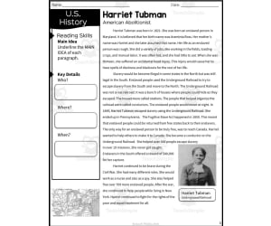 Harriet Tubman Reading Packet