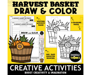 Harvest Basket of Plants Draw and Color Creative Activities