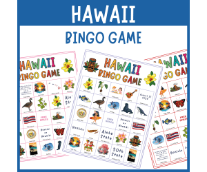 Hawaii aloha state bingo game luau symbols culture history activities