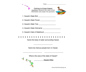Hawaii Worksheet