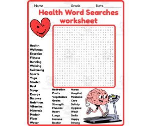 Health day Word Search 2rd 3th 4th 5th Grade worksheet activity