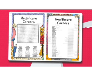 Healthcare Careers word search and word scramble