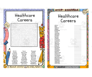 Healthcare Careers word search and word scramble