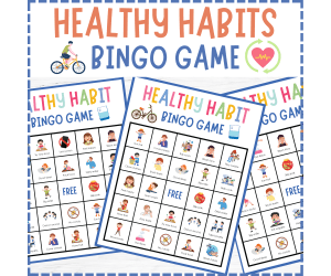 Healthy Habits Bingo Game, wellness & self care classroom game