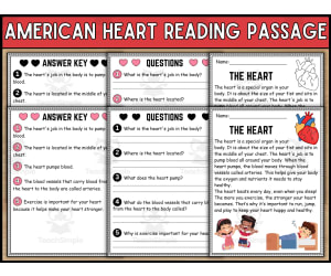 Heart Reading Passages - American Heart Month Reading Comprehension