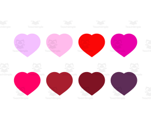 Heart Shape Digital Clipart in 75 Colors
