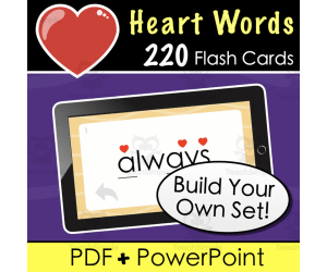Heart Words - Compile Your Own Digital Flash Card Set + Print & Go