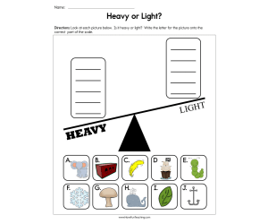 Heavy or Light Worksheet