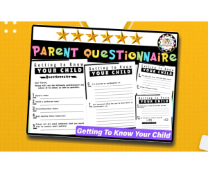 Help Me Get to Know Your Child |Questionnaire Parent Survey Worksheet