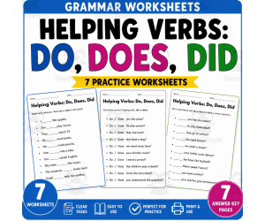 Helping Verbs Do Does Did Worksheets | Grammar Practice Activities